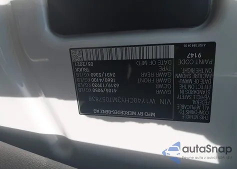 2021 Mercedes-Benz Sprinter 2500 High Roof I4 из США, поврежденный, VIN W1Y40CHY3MT057838